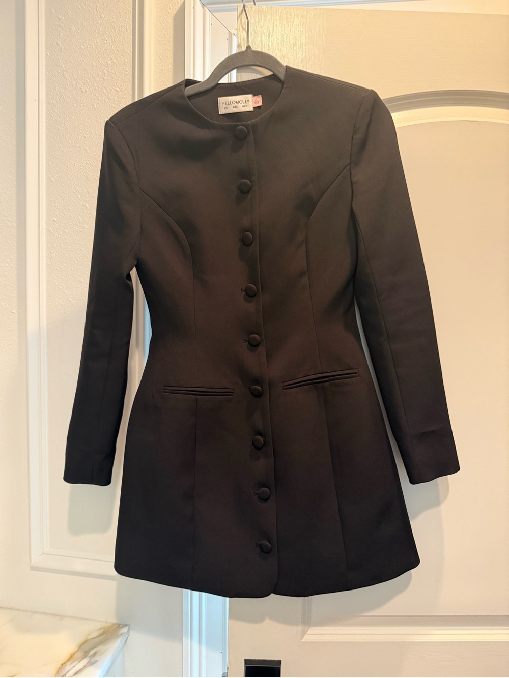 Hello Molly Black Long-Sleeve Button Mini Dress - Picture 5 of 9